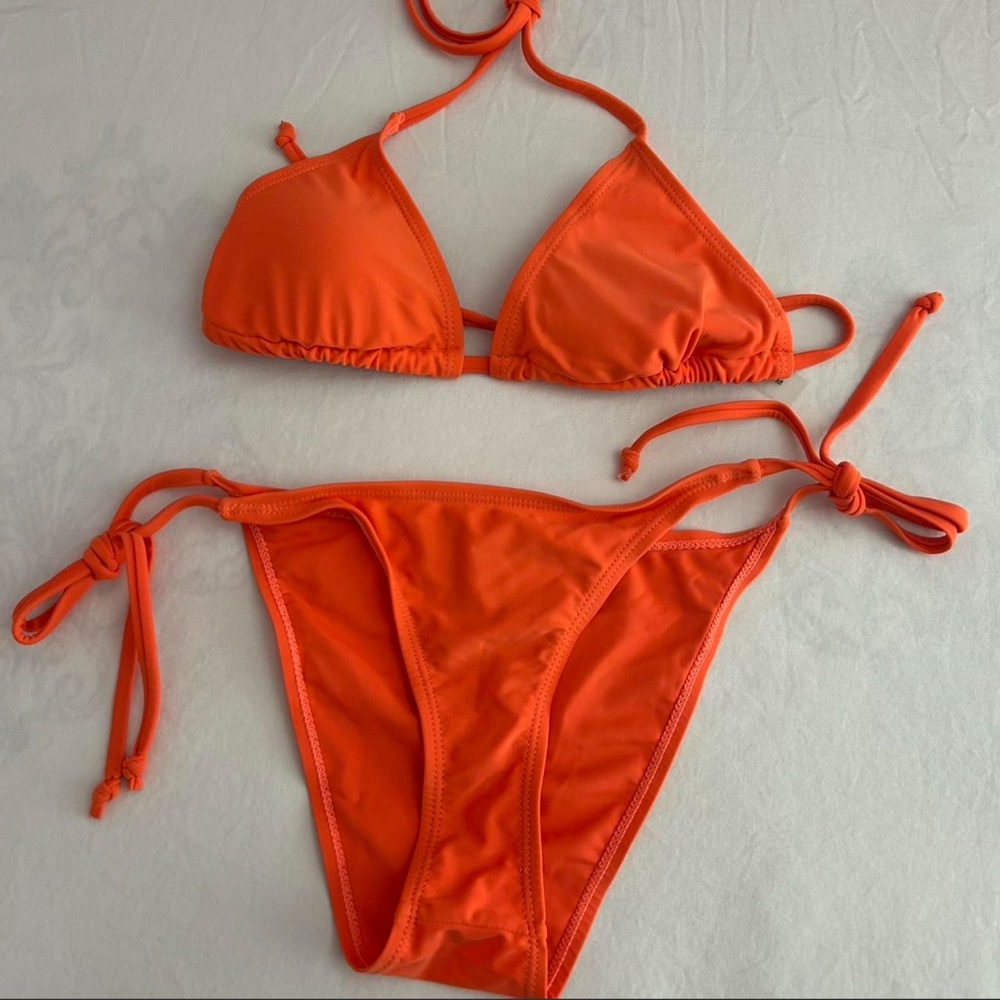 Orange bikini set with adjustable straps size medium